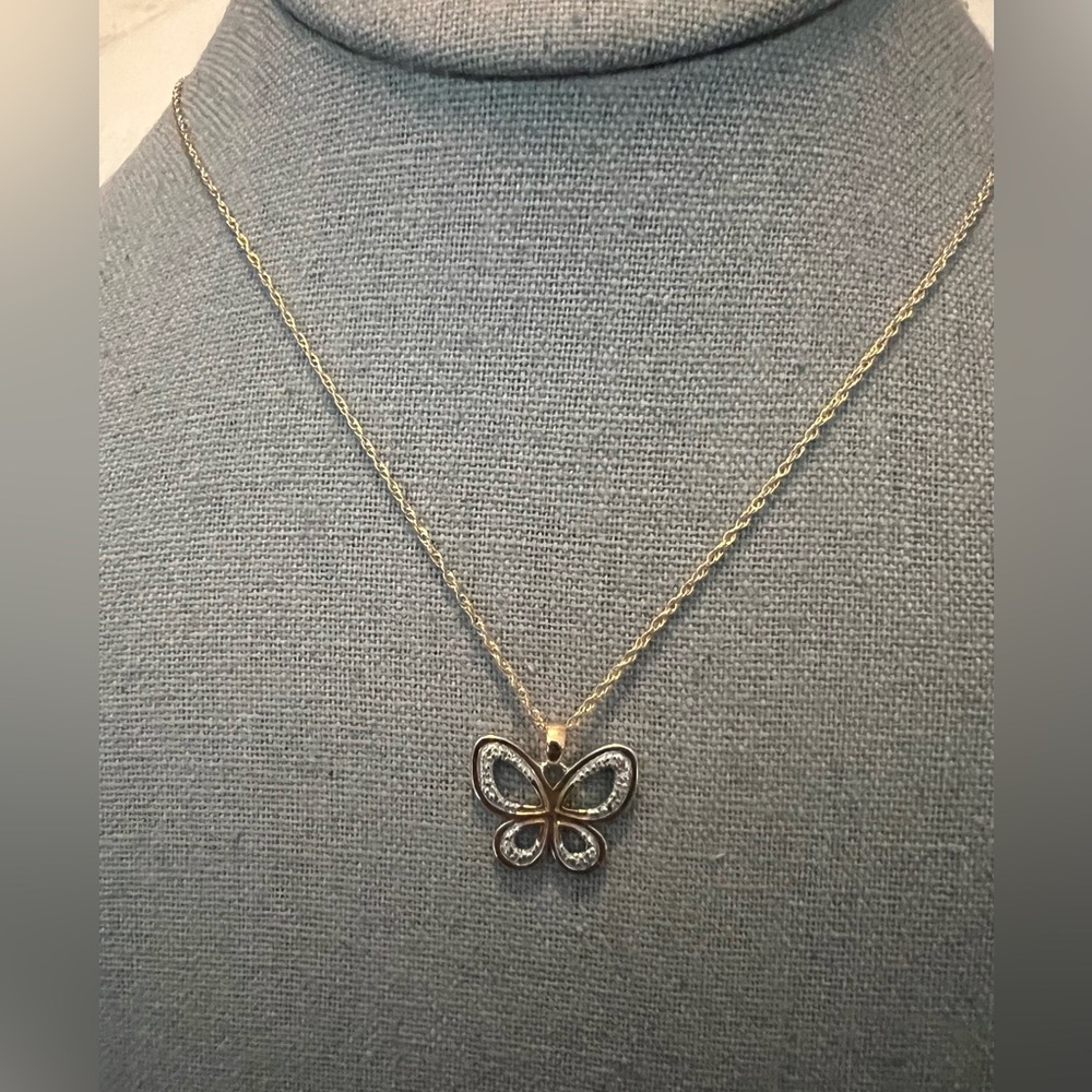 Ross Simmons 12K GF Genuine Diamond Butterfly Pendant Necklace